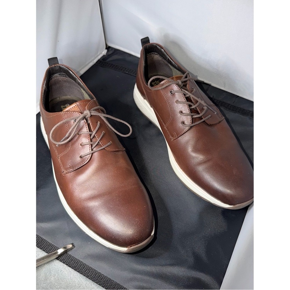 Johnston & Murphy Men's 10.5 M Brown Leather Lace Up Casual Dress Shoes - Picture 4 of 11